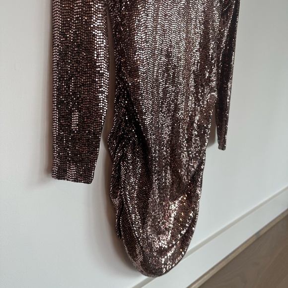 L'AGENCE Sunny Sequin Mini Dress in Black and Brown - Picture 3 of 9